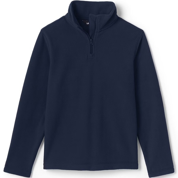 Lands' End School Uniform Kids Lightweight Fleece Quarter Zip Pullover - Navy - Picture 1 of 5